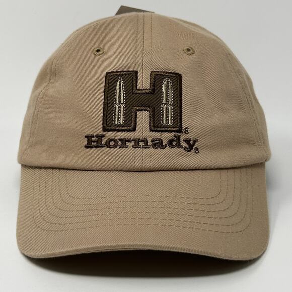 Hornady Ammunition Dad Hat Baseball Cap Firearms Bullets Strapback Khaki Beige - Picture 1 of 9